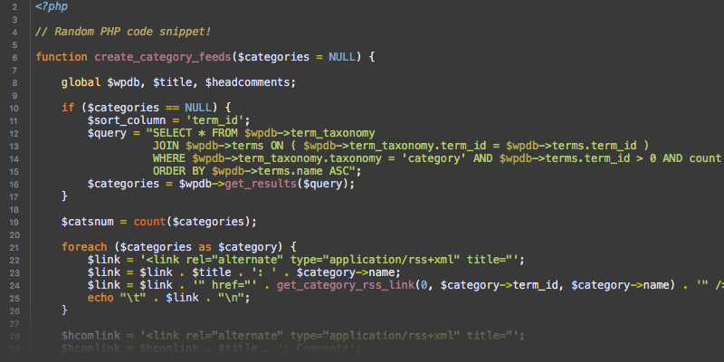 [ Screenshot: PHP code snippet in syntax-highlighted form ]
