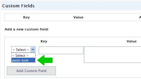 [ Screenshot: Pre-populated 'Key' field dropdown menu ]
