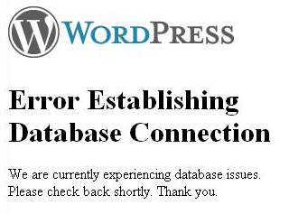[ Screenshot: WP Database Error ]