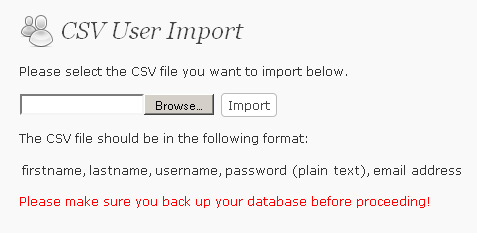 [ Screenshot: CSV User Import Plugin ]