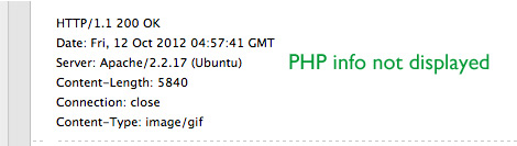 [ Screenshot: PHP Info NOT sent via X-Powered-By Response Header ]