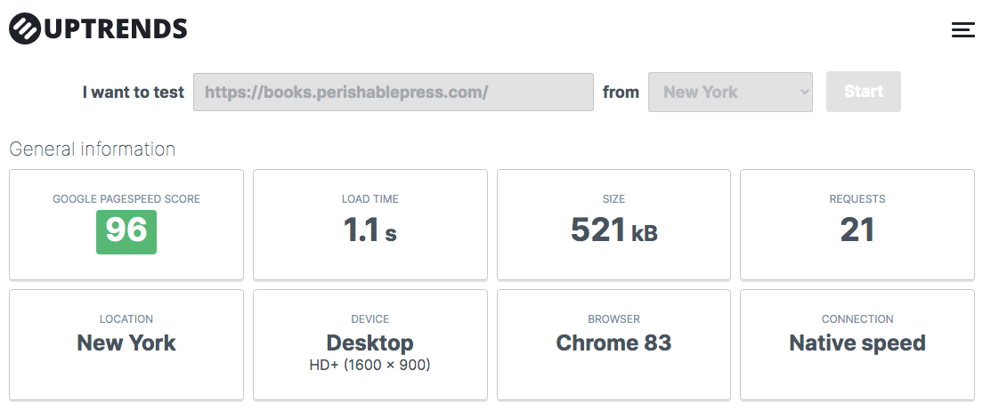 [ Bookstore performance results at uptrends.com (desktop) ]