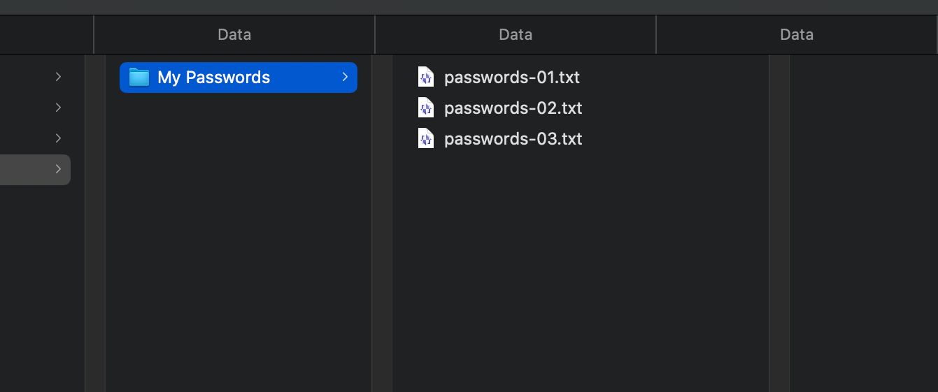 Folder and some plain text files on macOS